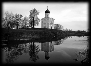 церковь на берегу - картинки для гравировки